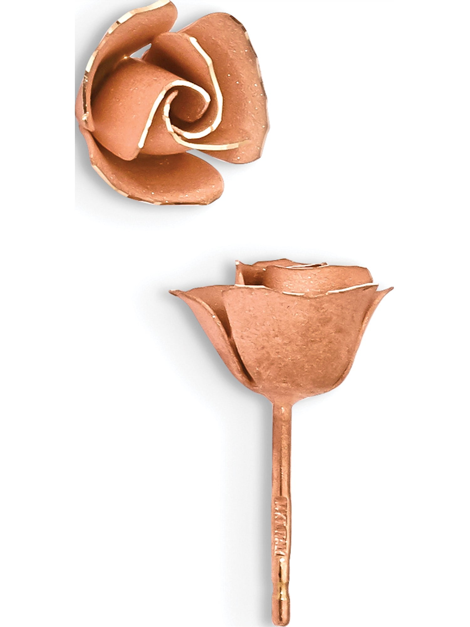14kt Rose Gold Satin Finish D//C Rose Post Earrings