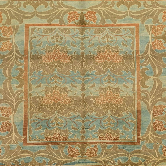 Ahgly Company Indoor Square Abstract Metallic Gold Oriental Area Rugs, 6' Square