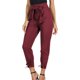 thumbnail image 2 of Primavera Mujer Sólido Casual Pantalones lápiz de cinturo Pajarita con cinturón elástico con bolsillos Pantalones recortados de trabajo - rojo, S S Baoblaze Pantalones casuales de cintura alta, 2 of 8