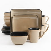 Angle View: Gibson Home Rave Square 16-Piece Dinnerware Set, Taupe