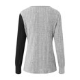 thumbnail image 6 of larppty Long Sleeve Shirts for Women Crew Neck Lightweight Sweater Loose Fall Winter Casual Ribbed Colorblock Button Knit Tunic Tops (Light Gray, L), 6 of 7