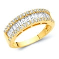 thumbnail image 1 of Wellingsale Ladies Solid 14k Yellow Gold Polished CZ Cubic Zirconia Wedding Band - Size 7, 1 of 5