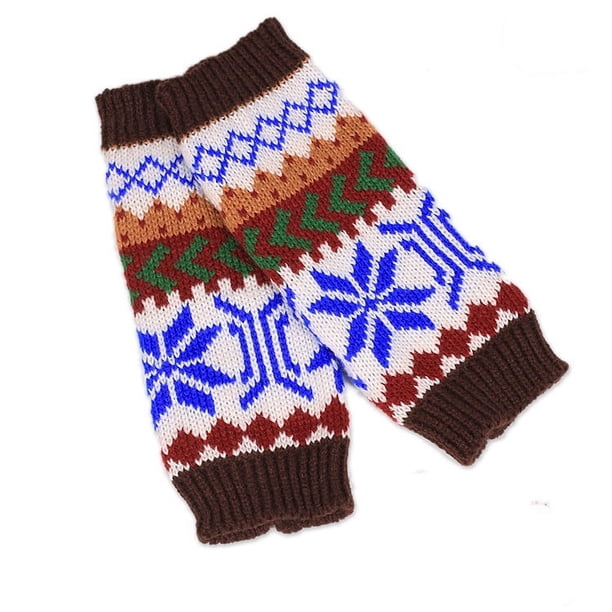Xiao Hua Guantes sin dedos para mujer, de punto, con forma de árbol de Navidad, de invierno, de medio dedo, estilo calentador de muñeca, talla L