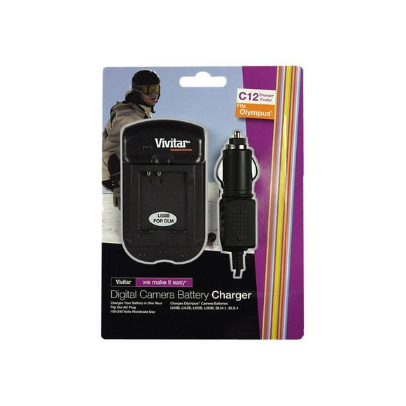 Vivitar SC-OLM - Battery charger + AC power adapter + car power adapter - 1 x batteries charging - for Olympus BLM-1, BLM-1 & BCM-1, BLS-01, BLS-1, PS-BLS1; LI-40B, 42B, 50B, 60B, 70B, 80B