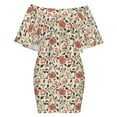 thumbnail image 6 of Vintage Floral Pattern Beautiful Red Women's Off The Shoulder Ruffles Summer Wedding Guest Loose Casual Party Beach Dress, 6 of 9