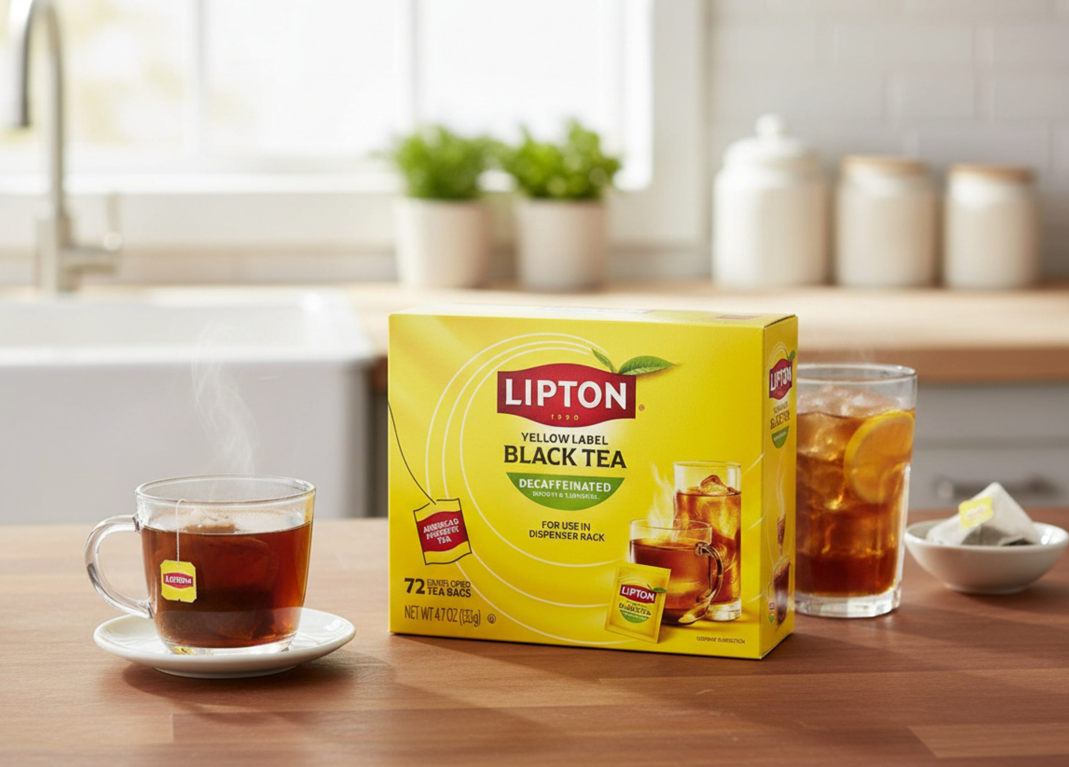 Lipton Decaffeinated Black Tea, 72 Ct Tea Bags for Hot or Iced Tea