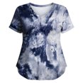 thumbnail image 3 of Womens T Shirts Women's Tie Dye V Neck Short Sleeve T Shirt Women's Plus Size Sports Top Loose Fit for Casual Active Blue XXXXXL, 3 of 3