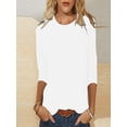 thumbnail image 2 of VSSSJ Casual Blouses for Women Solid Color Classic Versatile Dressy Breathable Tee Tops 3/4 Sleeve Comfy Soft Crew Neck Loose T-Shirts White XXL, 2 of 5