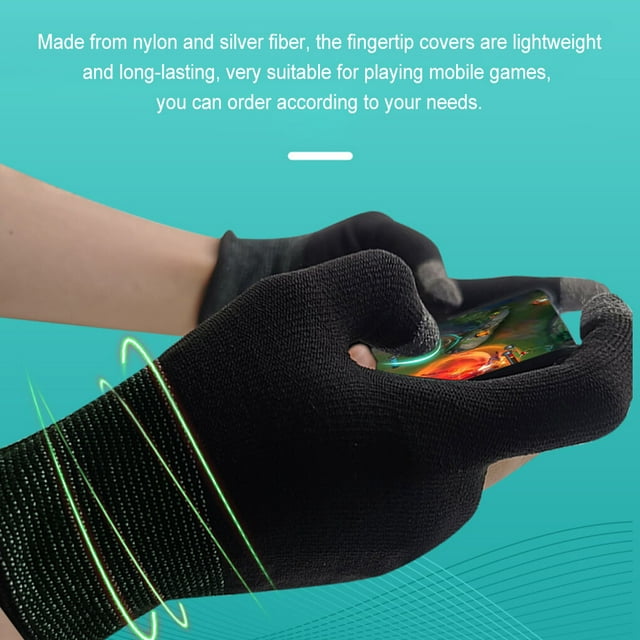 pitrice 2 Pieces Gaming Sleeve 15pin Knitting Sweat-proof Controller Touch Screen Gloves Portable Mobile Game Cycling Hand Cover