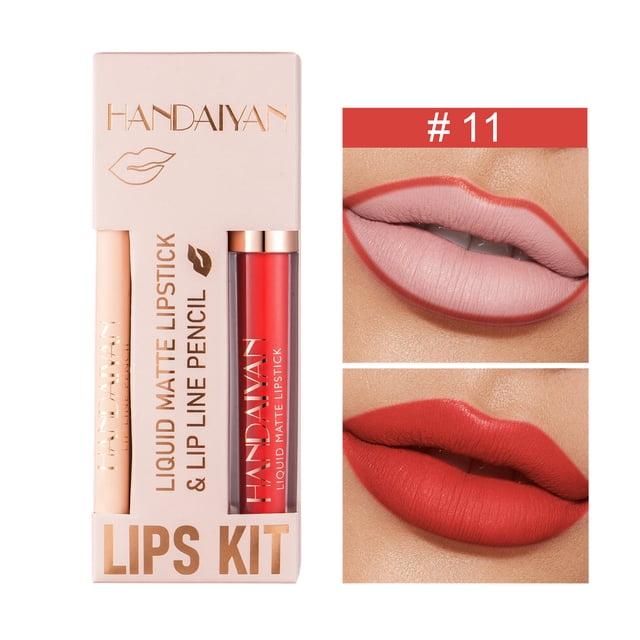 Fiudx Set Labios, Brillo Labial de Larga Duración, Delineador Aterciopelado, Labial con Acabado Mate Suave, Diseño de Vaso Antiadherente, 12 Tonos de Moda, Ideal para Amantes Del Maquillaje, Fácil de