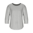 thumbnail image 5 of FAIWAD Girls Tops Casual Crew Neck 3/4 Sleeve Button Shirts Kids Casual Cute Plain Blouses, 5-15Y, 5 of 9