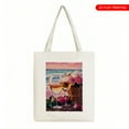 thumbnail image 2 of RKSupls Summer Theme Canvas Tote Bag, Sunset Beach Reusable Shoulder Tote Bag for Women and Men, Large Durable Canvas Shoulder Bag Perfect for Grocery Work Beach Shopping, 2 of 6