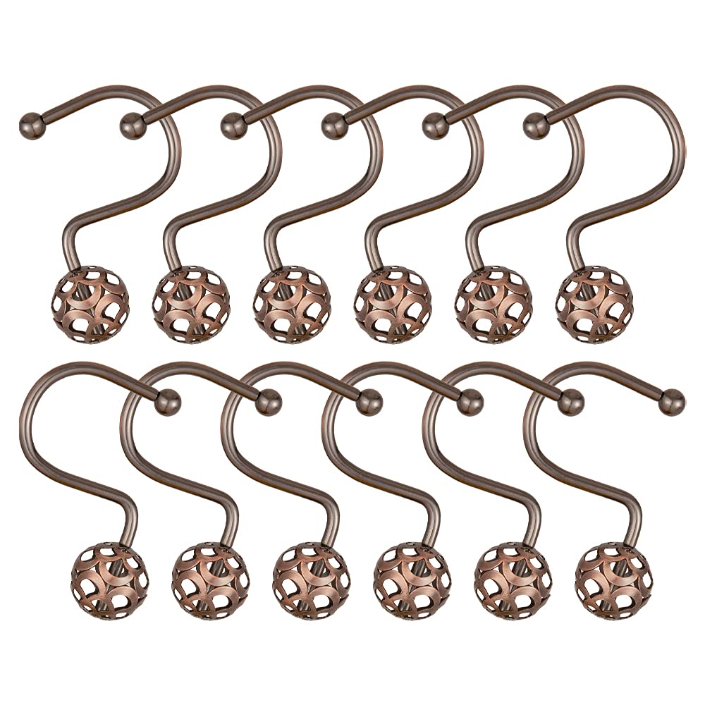 Utopia Alley Shower Hooks - Shower Curtain Rings for Bathroom - Rust Resistant Shower Curtain Hooks for Shower Curtain or Liner - Set of 12, Oil Rubbed Bronze