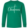 thumbnail image 3 of Inktastic Merry Christmas Cross Holiday Glow Long Sleeve Youth T-Shirt, 3 of 5