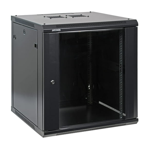 AEONS 12U Professional Wall Mount IT Cabinet Enclosure 19-Inch Server Network Rack 16-Inches Deep Black