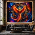 thumbnail image 6 of Moon Stars Phoenix with Outstretched Flame Hued Wings, Mystical Fantasy for Space Lovers, Galaxy Room Decor, Graduation Gift, Tapestry Wall Hanging for Bedroom and Dorm, 6 of 7