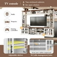 thumbnail image 5 of 95.5" W Wall Unit Entertainment Center with Bookshelves for TVs up to 80", Modern TV Stand Media Console with Cabinets, Tempered Glass Doors and Adjustable Shelves for Living Room, White, 5 of 9