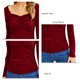 thumbnail image 5 of Blusa Fruncida Manga Larga Color Puro Slim Fit Moda Elegante Mujer Fruncida Top Rojo 3XL, 5 of 6