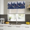 thumbnail image 4 of Navy Blue Christmas Curtain Valances for Windows, Kitchen Valance Window Treatments Panel 2 Pack, Xmas Balls Snowflake Botanical Rod Pocket Short Curtains for Bathroom Bedroom 42 x 18 Inch, 4 of 8
