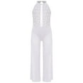 thumbnail image 3 of TTAO One Piece Rompers Overall for Girls Rhinestones Dance Bodysuit Disco Party Wide Leg Pants Playsuit White 6, 3 of 5