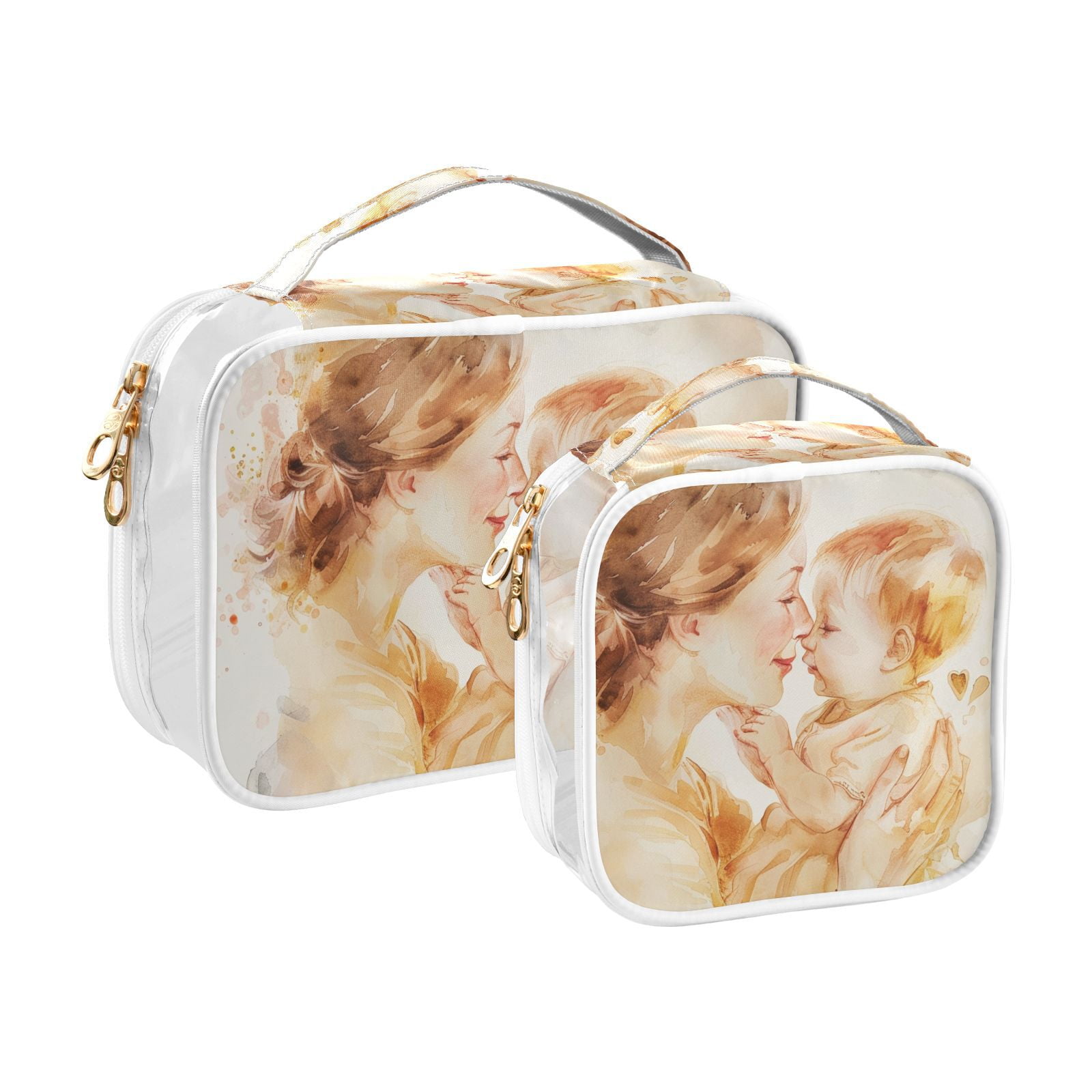 Clear Makeup Bags with Handle Large Opening 2 Pack Set Toiletry Bag Quart Size Bag, for Women Man Traveling Travel Essentials, Toiletries and Other. Mothers Day