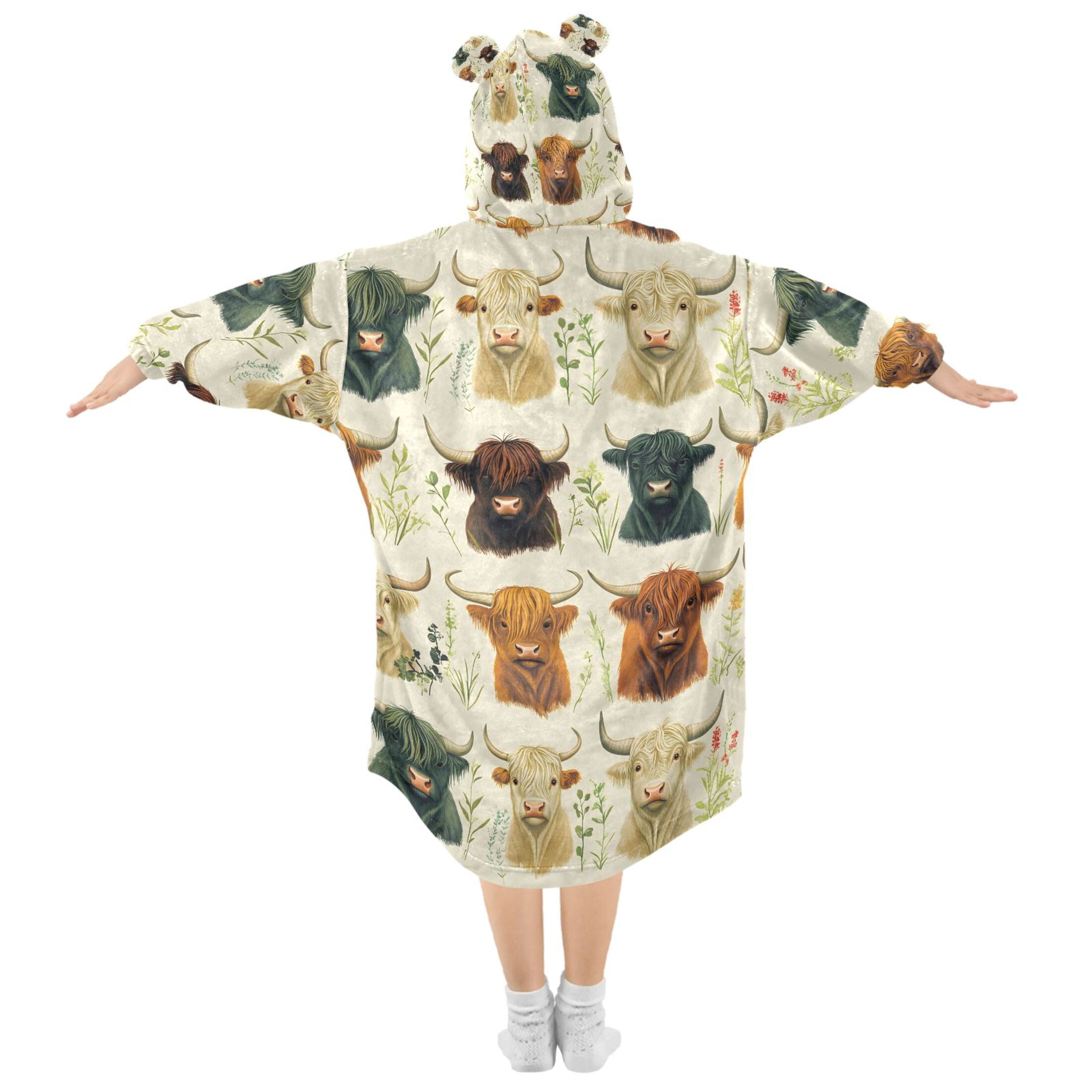 joogoo Blanket Hoodie for Highland Cattles Oversize Sweatshirt 3-14 YR L