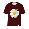 thumbnail image 4 of Blouses à Col Rond pour Femmes T-Shirts à Manches Courtes Imprimé Fleur de Marguerite, 4 of 4