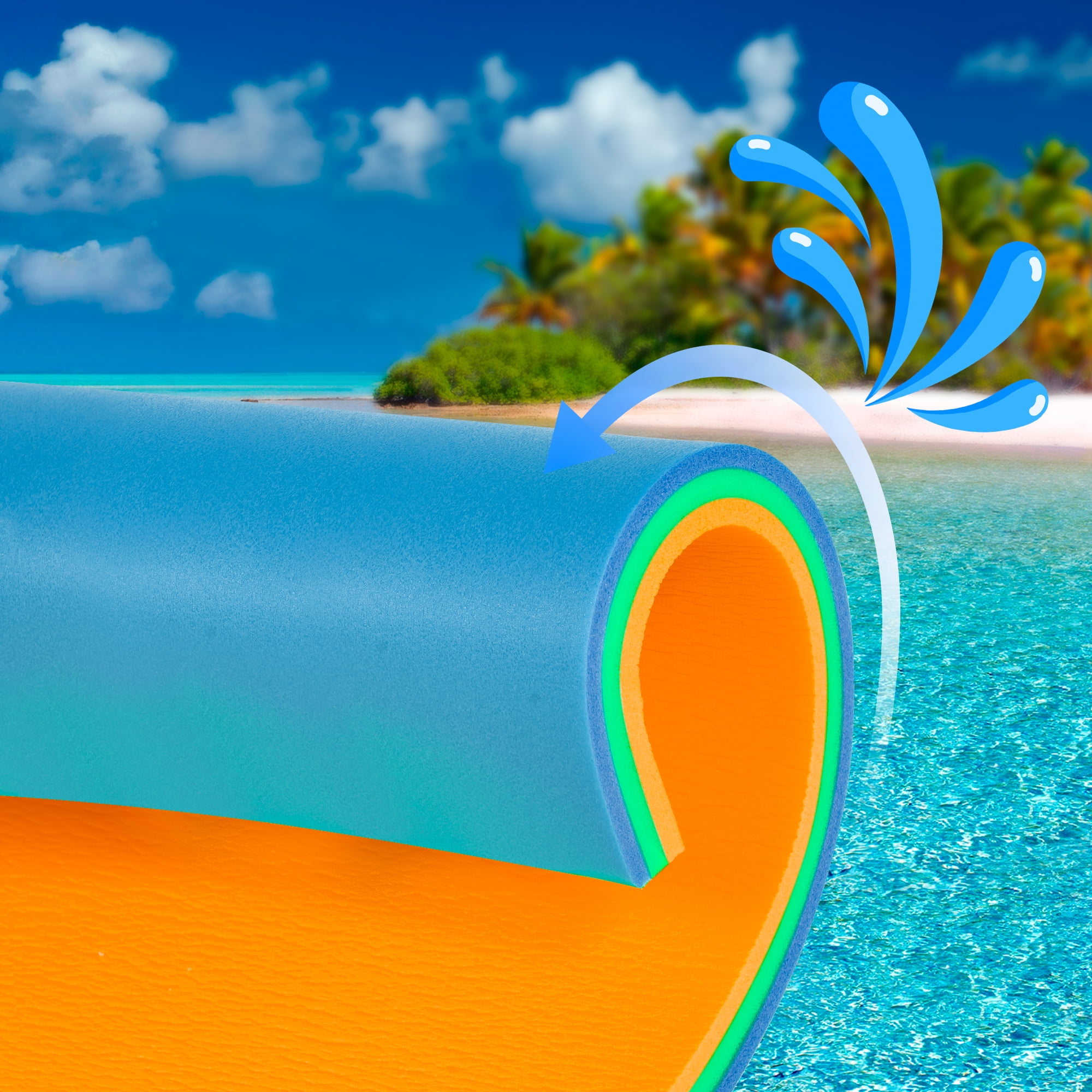CIPACHO 3-Layer XPE Floating Water Mat with Storage Straps, 15' x 6', Orange CIPACHO 3-Layer XPE Floating Water Mat with Storage Straps, 15' x 6', Orange