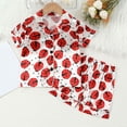 thumbnail image 2 of Odeerbi 1-8 Años Niños Niñas Pijama de Verano de Satén Con Solapa de Muesca Camisas de Manga Corta Pantalones Conjunto de Pijama Con Estampado Floral Suave, 2 of 9