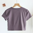 thumbnail image 6 of ZQUUVOU Women's Cotton Crop T-Shirt Solid Color Short Sleeve Crew-Neck Crop Blouses Gray (XL), 6 of 7