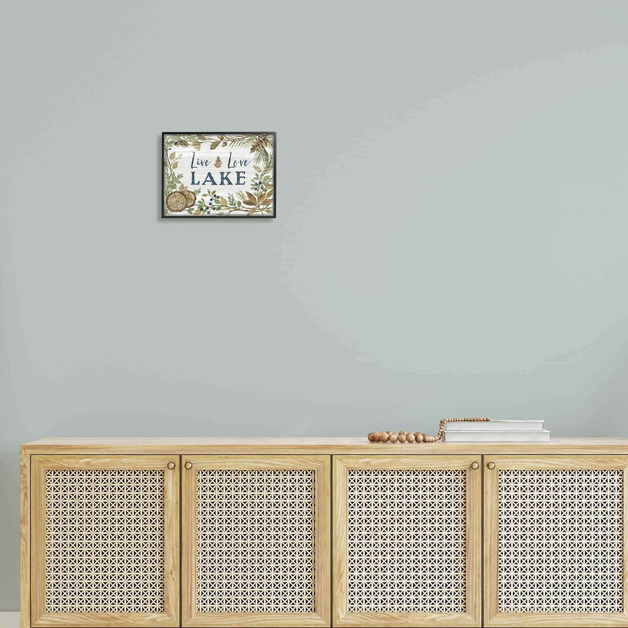 Stupell Industries Live Love Lake Quote Rustic Lakehouse Botanical Frame, 14 x 11, Design by Silvia Vassileva