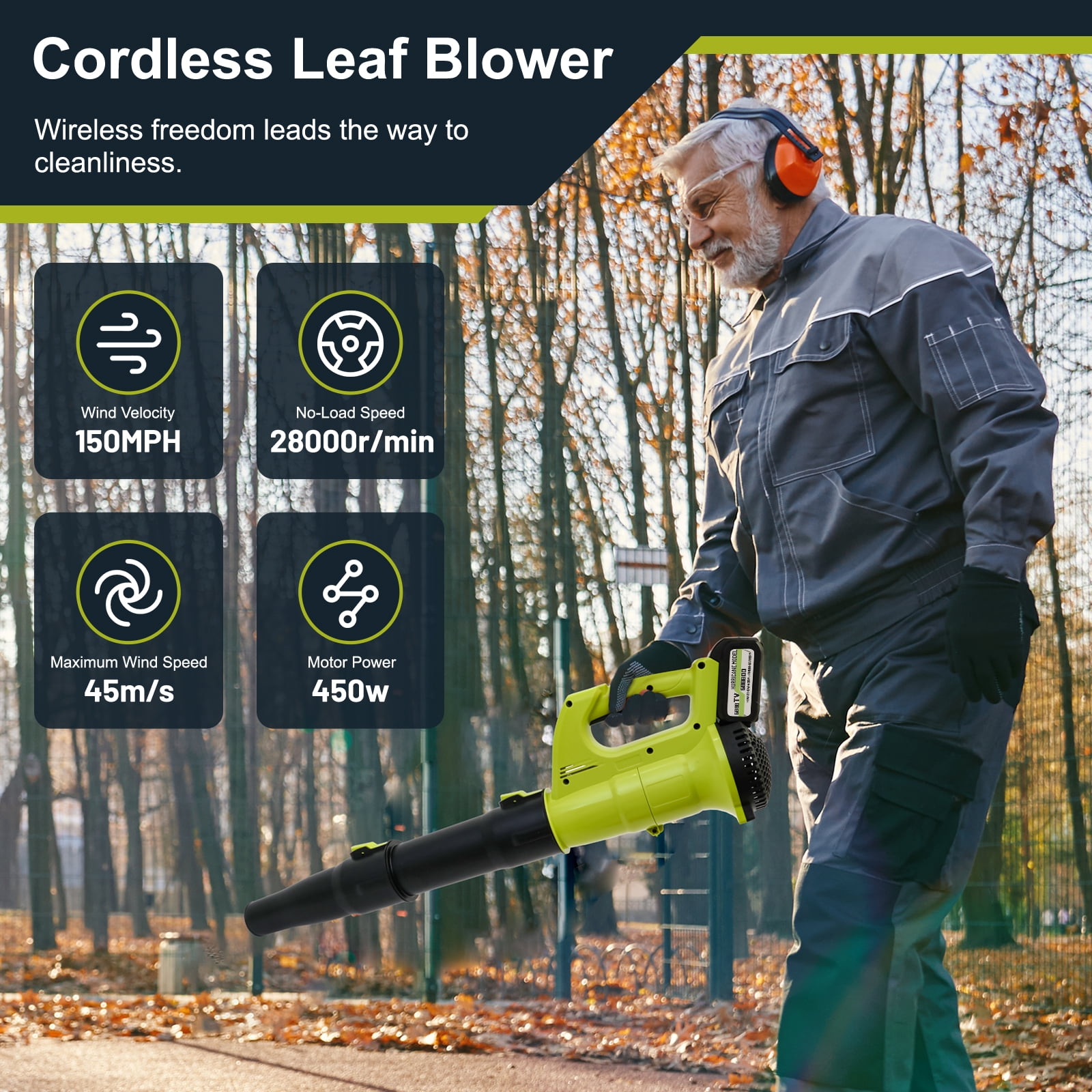 Handheld Leaf Blower Battery Powered, 21V Electric Cordless Leaf Blower, Powerful Turbo Technology, with Battery and Charger, for Patio Cleaning, Lawn Care, Leaf and Dust Blowing