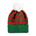 thumbnail image 3 of Voska Kid's Green Red Striped Christmas Beanie Hat Winter Warm Stretchy Knit Ear Cover Cap Unisex Boys Girls Holiday Daily A, 3 of 6