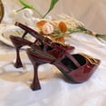 thumbnail image 6 of GERsome Womens Stiletto Heels Slingback Slip-On Closed Pointy Toe Pumps Dress Shoes for Business Wedding Party, Wine Size 5.5, 6 of 10