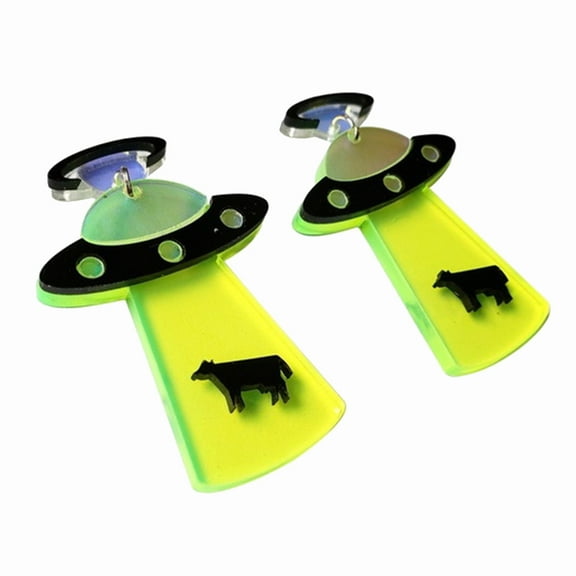 Opolski Fashion Women Acrylic UFO Spacecraft Alien Earrings Party Jewelry Accessory Gift