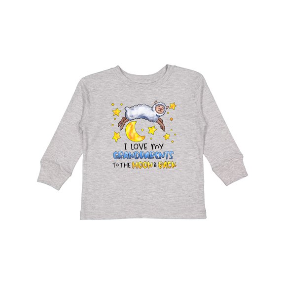 Inktastic I Love My Grandparents to the Moon and Back Cute Sheep Boys or Girls Long Sleeve Toddler T-Shirt