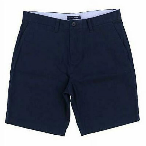 Tommy Hilfiger Mens Flat Front Shorts Inseam 9" , Navy , Size: 31