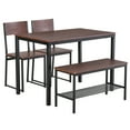 thumbnail image 3 of HOMCOM Industrial 4 Piece Dining Room Table Set with Bench Wooden Kitchen Table and Chairs w/ Storage Rack for Kitchen, Dinette, Black/Brown, 3 of 10