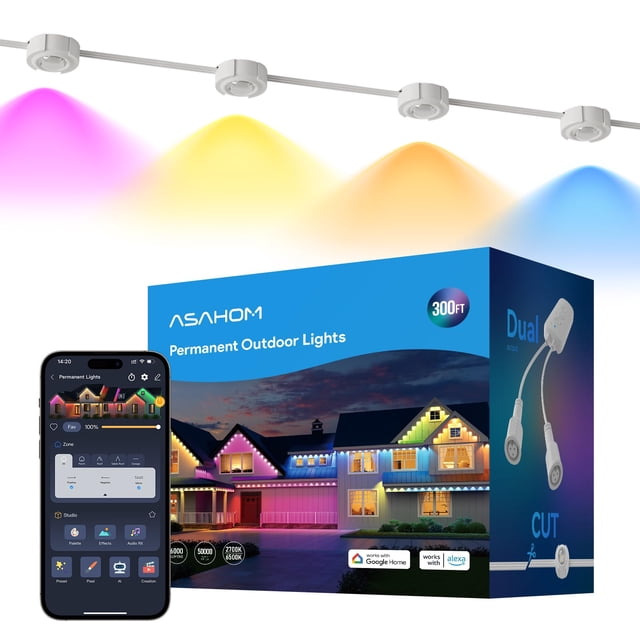 Luces exteriores ASAHOM S107D de 61 m con 144 LED RGBCW
