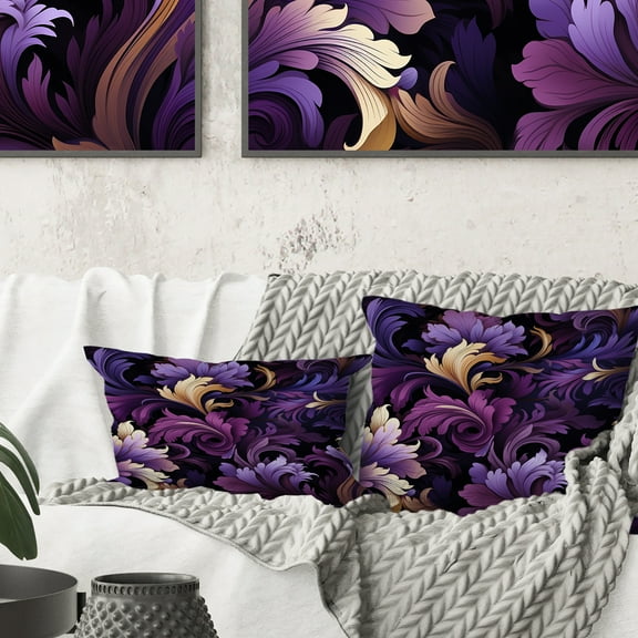 Designart "Royal Ragdolls in Deep Purple" Paisley Printed Throw Pillow