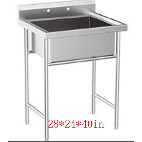 Stainless steel single basin freestanding sink with pull-out faucet 21*21*33inch