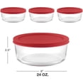 thumbnail image 5 of Bovado USA 4 Cup Glass Storage Containers Clear with Red Airtight Lids 1 Quart Oven Safe, Set of 4, 5 of 6