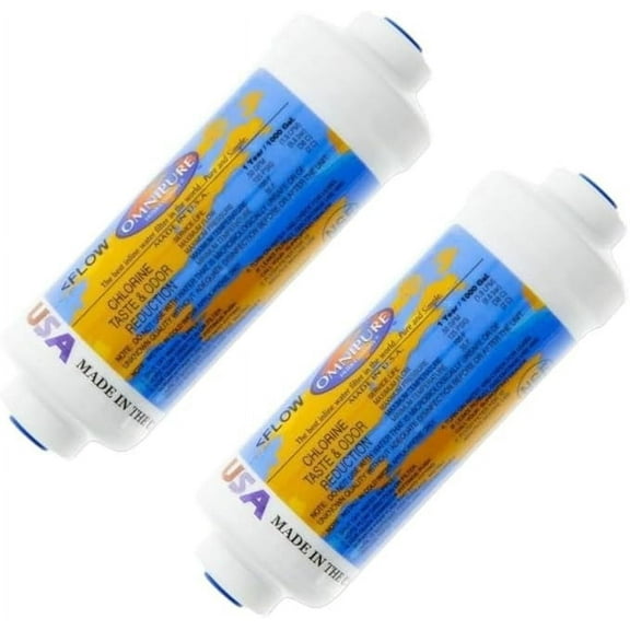 IPW Industries Inc-Omnipure -(K2333-JJ) - 6" x 2" T40 GAC Coconut Carbon Inline Filter-1/4" OD Quick Connect 2 Pack