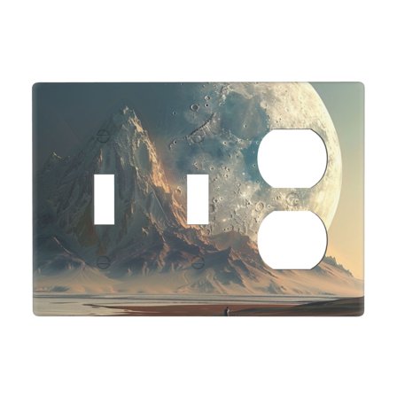 Mountain Moon Switch Cover Decorative Wall Plate 3-Gang 2-Toggle 1-Duplex Standard Size