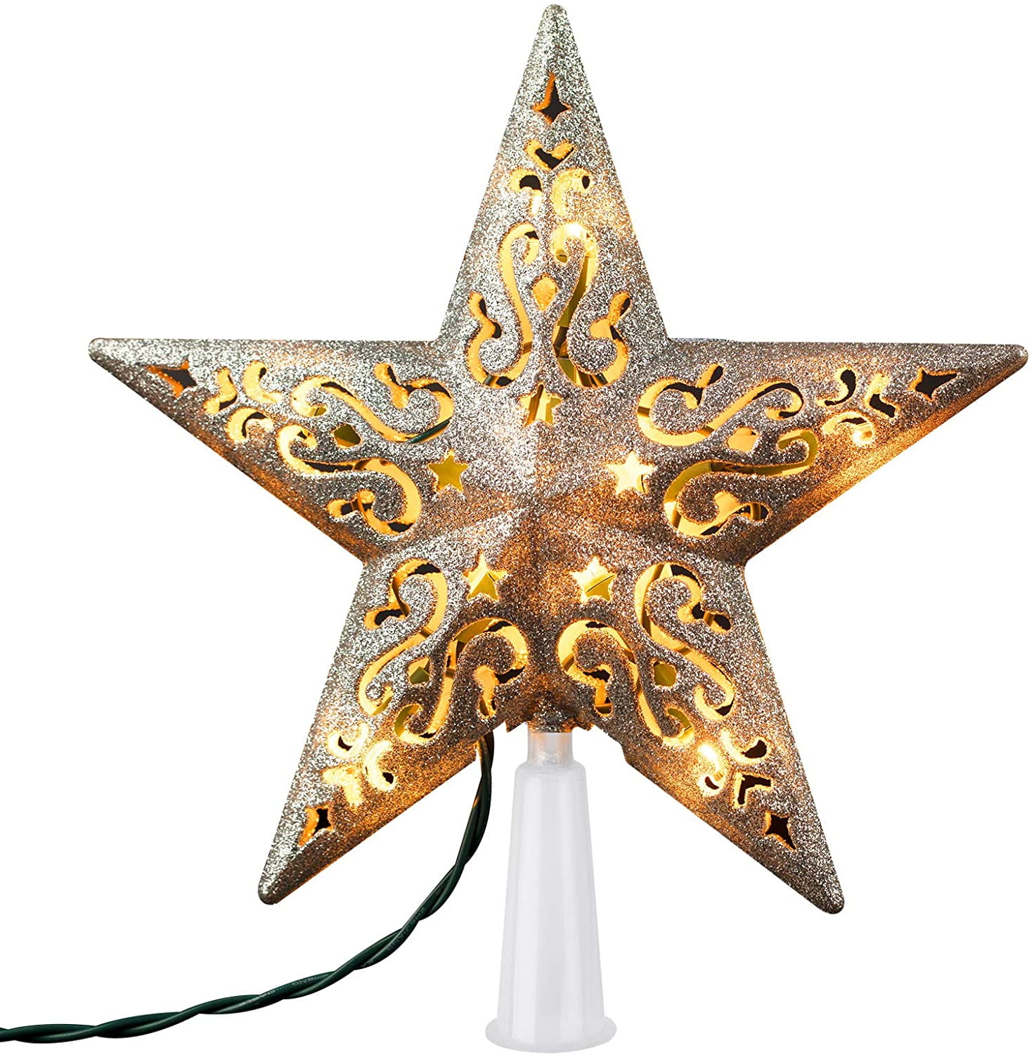 Christmas Tree Topper Pentagram Light Star Colorful Tree Top Light Up Decoration 