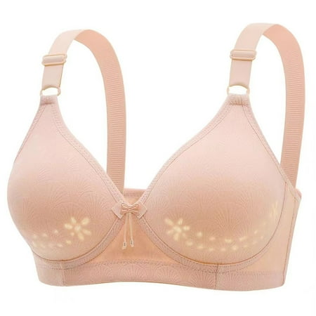 Yyeselk Women s Wirefree Lightly Bras Push Up Full Coverage Comfortable Bra No Underwire Breathable Adjustable Strap Everyday Bralette Khaki 44