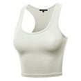 thumbnail image 2 of A2Y Women's Basic Cotton Casual Scoop Neck Sleeveless Cropped Racerback Tank Tops Ivory S, 2 of 3