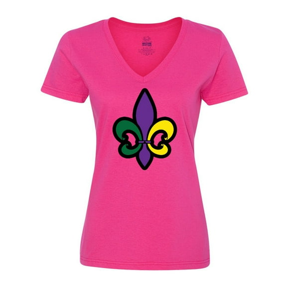 Inktastic Fleur De Lis Mardi Gras Holiday Women's V-Neck T-Shirt
