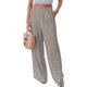 thumbnail image 1 of Pantalones De Salón Para Mujer, Pantalones Holgados Informales, Cintura Elástica Con Bolsillo Transpirable Para Vacaciones Para Correr ANGGREK Caqui 2XL, 1 of 5
