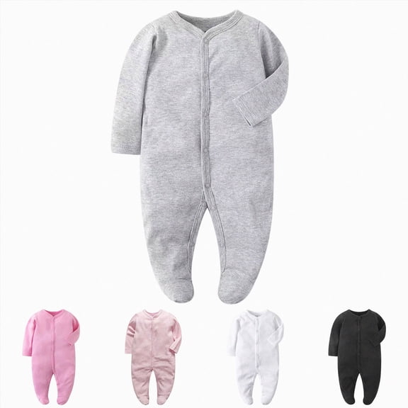 3-6 Months Preemie Baby Boys Girls Cotton Jumpsuit Footed Long Sleeve Bodysuit Sleeper Jumpsuit Boys And Girls Baby Romper Pajamas Crawling Clothes